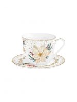 Чайная пара 370 мл, фарфор, белая, Цветок, White Elegance Easy Life