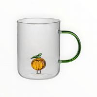 Кружка 450 мл, стекло, зеленая ручка, Тыква, Bright pumpkin ANNA LAFARG
