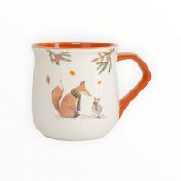 Кружка 400 мл, керамика, бело-оранжевая, Лиса и гусь, Autumn friends ANNA LAFARG