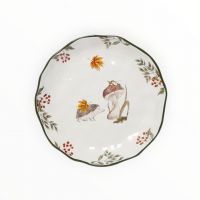 Тарелка закусочная 23 см, керамика, белая, Еж у гриба, Autumn forest ANNA LAFARG