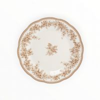 Тарелка обеденная 26 см, фарфор P, белая, Коричневые цветы, Burgundy ANNA LAFARG