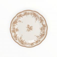 Тарелка обеденная 26 см, фарфор P, белая, Коричневые цветы, Burgundy ANNA LAFARG