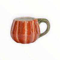 Кружка 440 мл, керамика, оранжево-зеленая, Тыква с листом, Bright pumpkin ANNA LAFARG