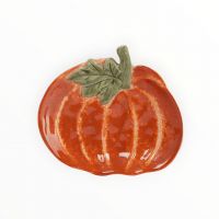 Блюдо 16х14 см, керамика, оранжево-зеленое, Тыква с листом, Bright pumpkin ANNA LAFARG