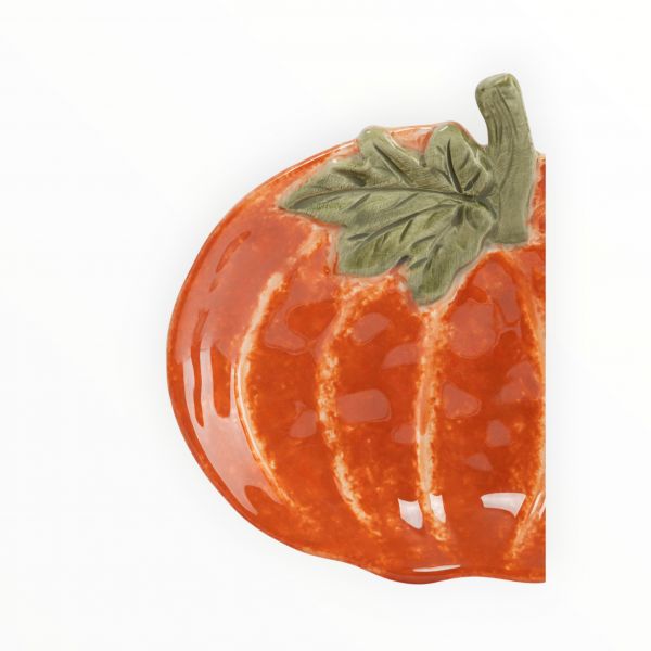 Блюдо 16х14 см, керамика, оранжево-зеленое, Тыква с листом, Bright pumpkin ANNA LAFARG