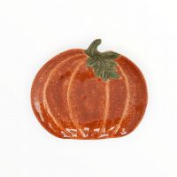 Блюдо 23х19 см, керамика, оранжево-зеленое, Тыква с листом, Bright pumpkin ANNA LAFARG