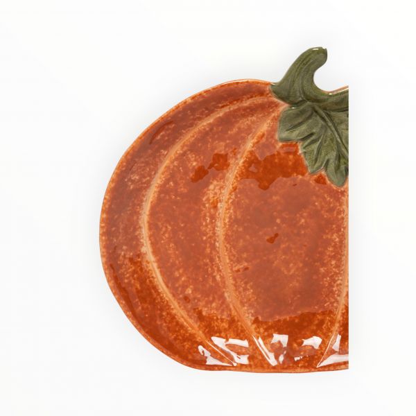 Блюдо 23х19 см, керамика, оранжево-зеленое, Тыква с листом, Bright pumpkin ANNA LAFARG