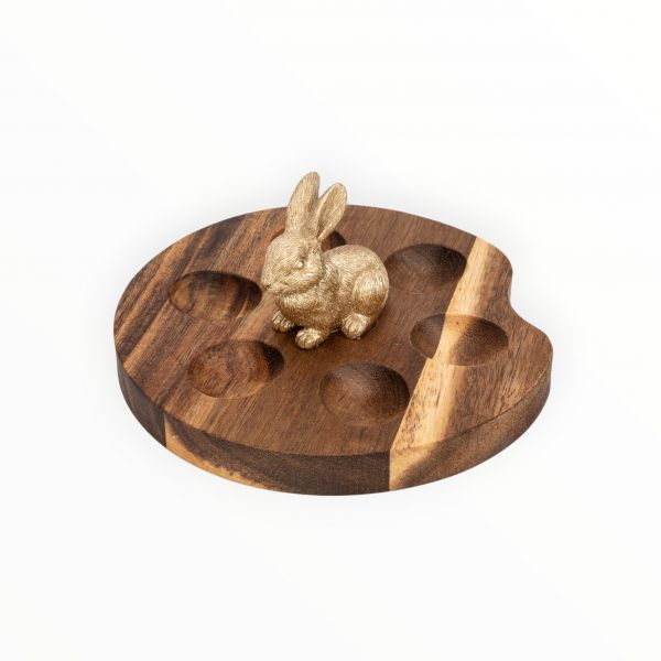 Блюдо пасхальное 15х6 см, 6 отделений, дерево/полирезин, Кролик, Easter ANNA LAFARG