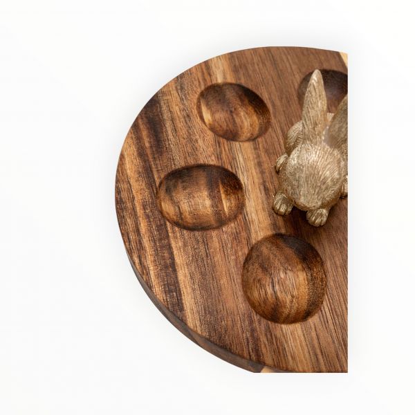 Блюдо пасхальное 15х6 см, 6 отделений, дерево/полирезин, Кролик, Easter ANNA LAFARG