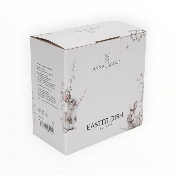 Блюдо пасхальное 15х6 см, 6 отделений, дерево/полирезин, Кролик, Easter ANNA LAFARG