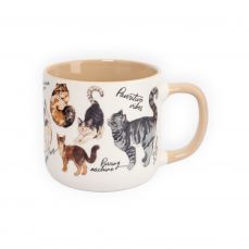Кружка 400 мл, фарфор, бело-бежевая, Коты, Pets ANNA LAFARG