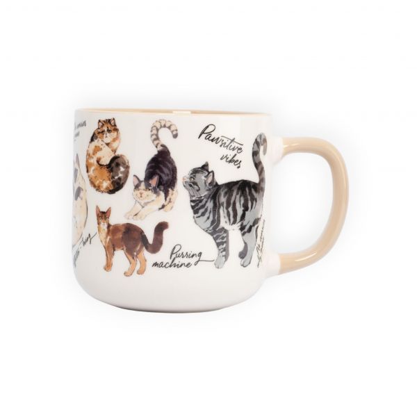 Кружка 400 мл, фарфор, бело-бежевая, Коты, Pets ANNA LAFARG