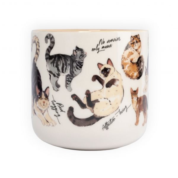 Кружка 400 мл, фарфор, бело-бежевая, Коты, Pets ANNA LAFARG