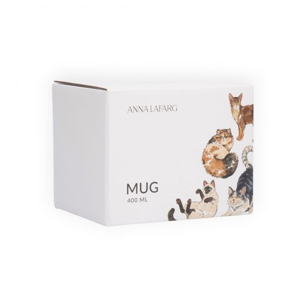 Кружка 400 мл, фарфор, бело-бежевая, Коты, Pets ANNA LAFARG