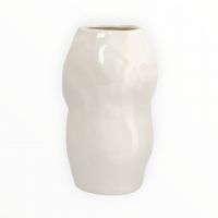 Ваза для цветов 28 см, керамика, молочная, Мятый эффект, Barkhan ANNA LAFARG