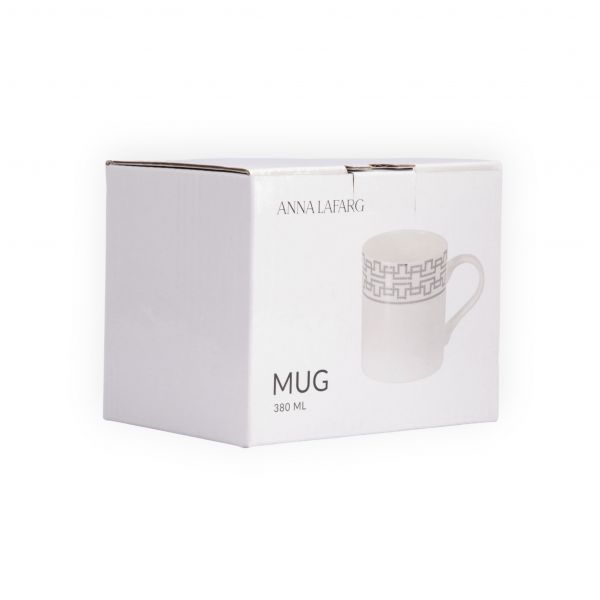 Кружка 380 мл, фарфор, белая, Орнамент, Greco ANNA LAFARG