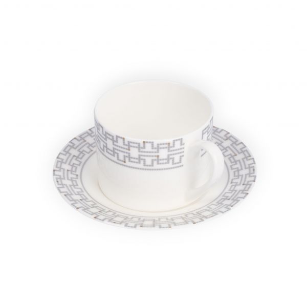 Пара чайная 290 мл, фарфор, белая, Орнамент, Greco ANNA LAFARG