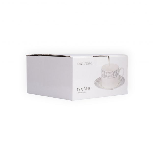 Пара чайная 290 мл, фарфор, белая, Орнамент, Greco ANNA LAFARG