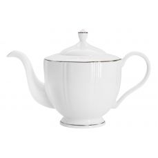 Чайник заварочный 1.1 л, фарфор, белый, с серебристым кантом, Lotus silver Anna Lafarg Emily