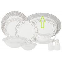 Блюдо 36 см, фарфор, бело-серое, овальное, с серебристым кантом, Madison Anna Lafarg Emily