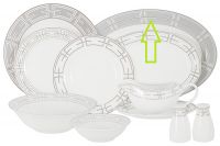 Блюдо 36 см, фарфор, бело-серое, овальное, с серебристым кантом, Madison Anna Lafarg Emily