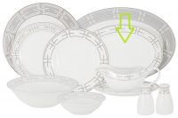 Блюдо 26 см, фарфор, бело-серое, овальное, с серебристым кантом, Madison Anna Lafarg Emily