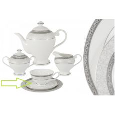 Блюдце 15.5 см Бостон, фарфор, бело-серое, с серебристым кантом Anna Lafarg Emily
