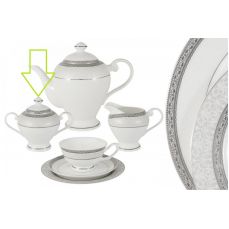 Сахарница 350 мл Бостон, фарфор, бело-серая, с серебристым кантом Anna Lafarg Emily
