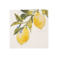 Салфетки бумажные, 21х21 см, 20 шт, квадратные, белые, Лимоны, Palermo