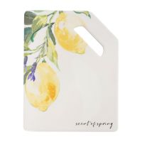 Подставка под горячее 24x18 см, с ручкой, керамика/пробка, белая, Лимон на ветке, Palermo