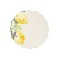Подставка под кружку 11 см, круглая, керамика/пробка, белая, Лимоны на ветке, Palermo