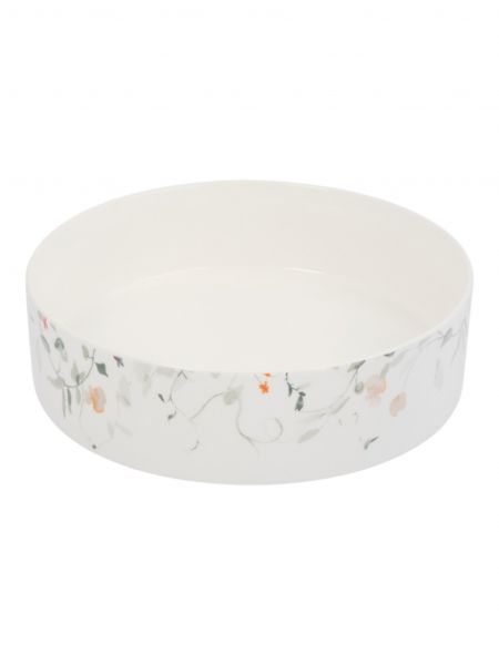 Блюдо 23х6 см, с бортами, фарфор, белое, Цветы и листья, Primrose ANNA LAFARG