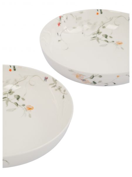 Тарелка суповая 20 см, 780 мл, 2 шт, фарфор, белая, Цветы и листья, Primrose ANNA LAFARG