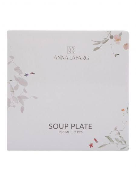 Тарелка суповая 20 см, 780 мл, 2 шт, фарфор, белая, Цветы и листья, Primrose ANNA LAFARG