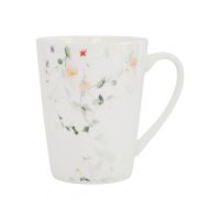 Кружка 420 мл, фарфор, белая, Цветы и листья, Primrose ANNA LAFARG