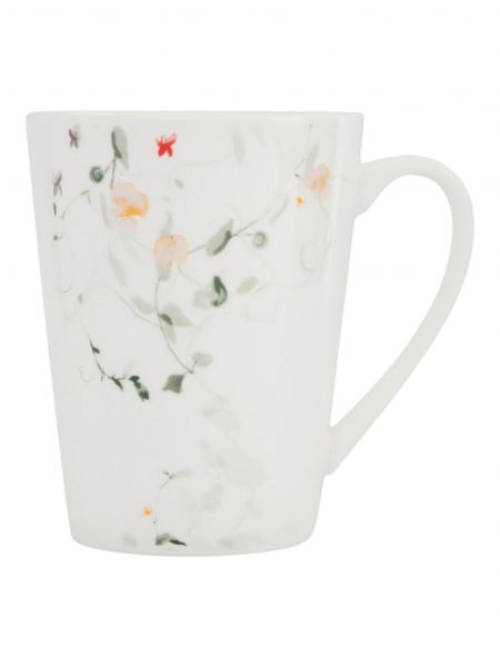 Кружка 420 мл, фарфор, белая, Цветы и листья, Primrose ANNA LAFARG