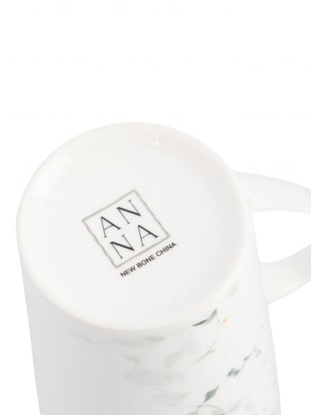 Кружка 420 мл, фарфор, белая, Цветы и листья, Primrose ANNA LAFARG