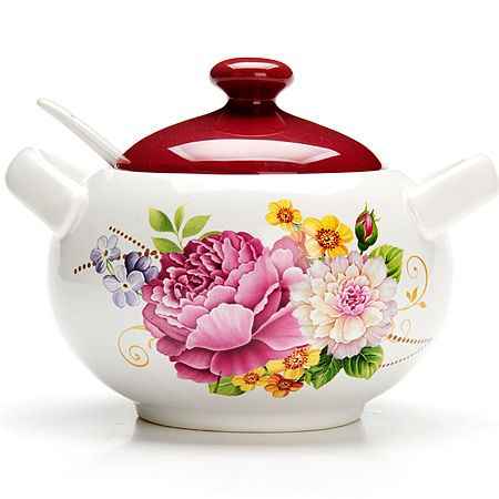 Сахарница Loraine «Букет» 420 мл с крышкой и ложкой