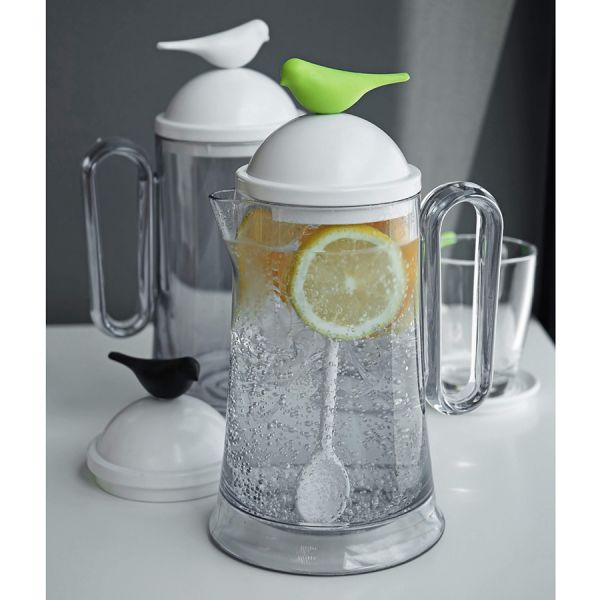 Кувшин Sparrow с ложкой белый с зеленым