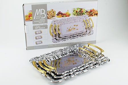 Набор подносов Mayer&Boch 3 предмета из металла с резной ручкой 