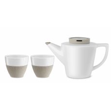 Набор чайный 3 предмета, на 2 персоны, фарфор, силикон, нержавеющая сталь, хаки, Infusion, V24121, VIVA Scandinavia