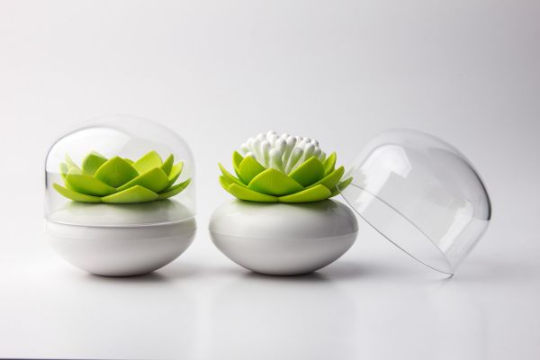 Контейнер для хранения ватных палочек Lotus белый/зеленый
