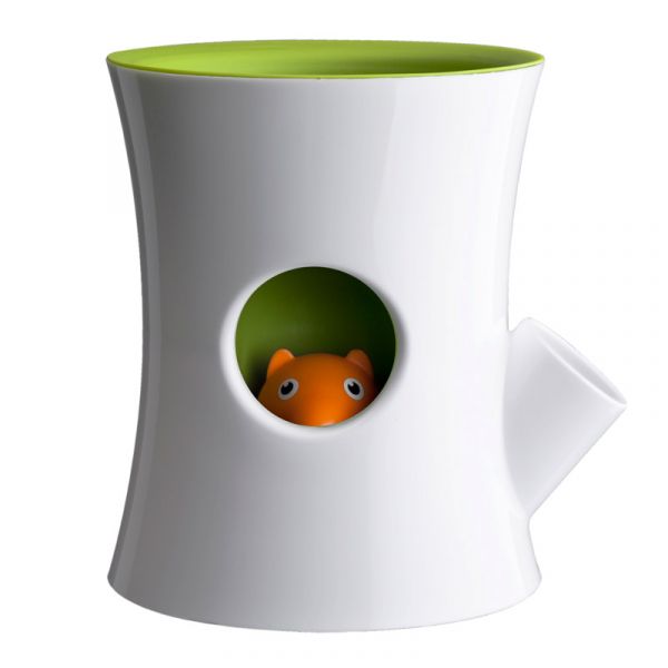 Горшок Log&squirrel самополивающийся белый зеленый