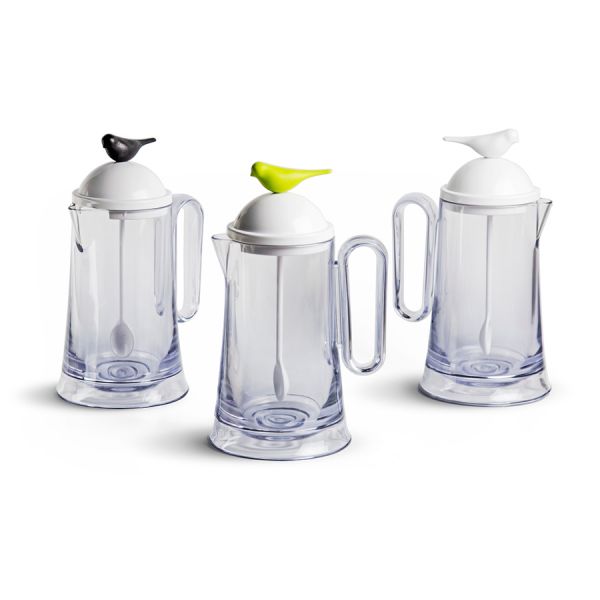 Кувшин Sparrow с ложкой белый с зеленым