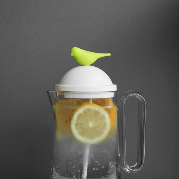 Кувшин Sparrow с ложкой белый с зеленым