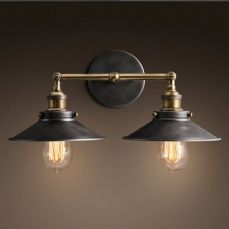 Светильник RESTORATION HARDWARE «Скон Дабл» 16x23x38 см цвет золотой с черной отделкой 