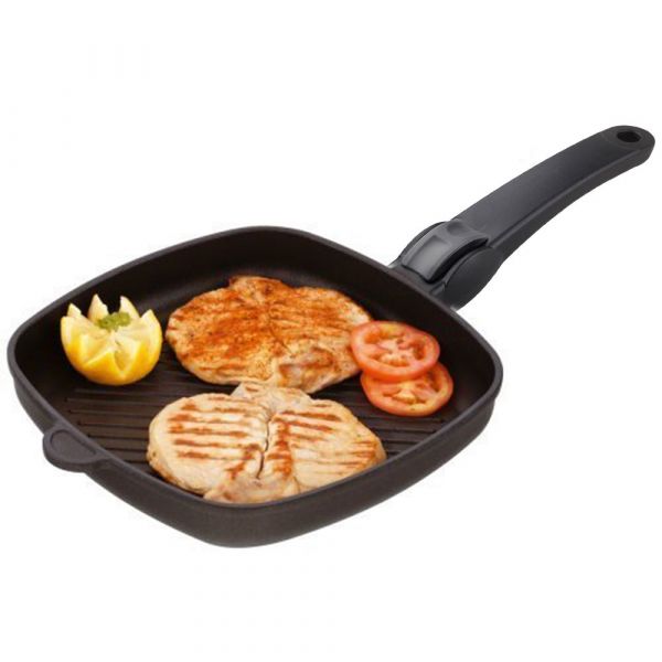 Сковорода гриль AMT Frying Pans Titan 28x28 см для индукционных плит со съемной ручкой AMT I-E285G