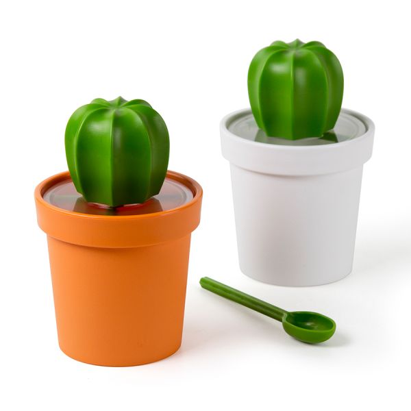 Емкость для хранения Cacnister с ложкой белая с зеленым