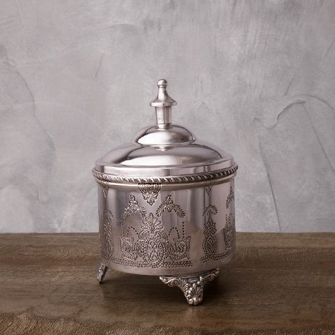 Емкость для хранения ROOMERS 17x12x12 см с крышкой silver-plated