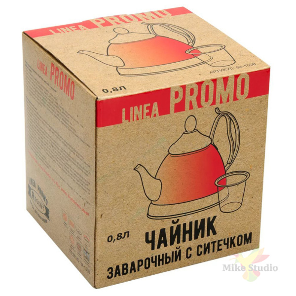 Чайник заварочный 0,8л с ситечком Linea PROMO Regent Inox 